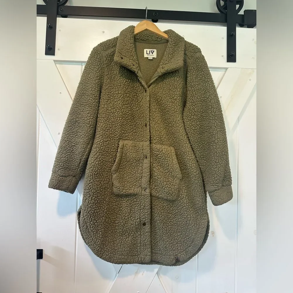 LIV Outdoor Olive / Army Green Sherpa Long Coat - Women